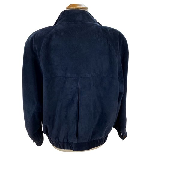 Vintage Abercrombie & Fitch Suede Aviator Military Jacket Blue 70s USA Made-L - Picture 8 of 14
